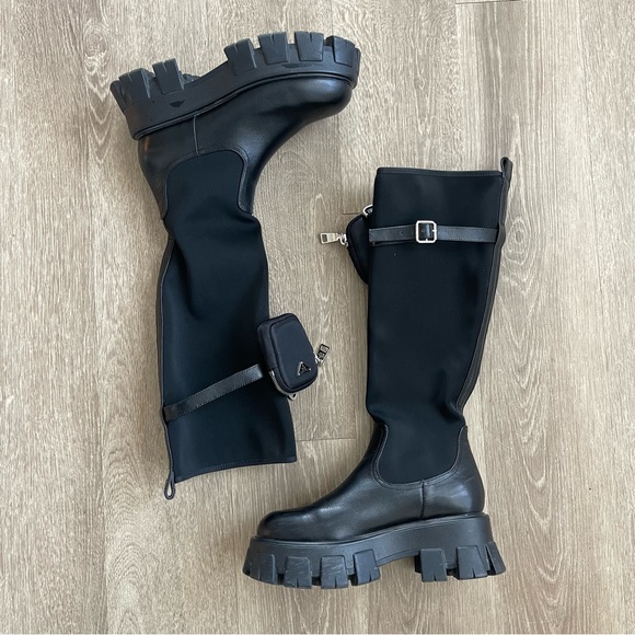 PRADA MINI BAG KNEE HIGH MONOLITH BOOT SIZE 39 - Picture 2 of 16